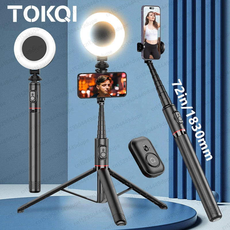 Selfie Stick with Wireless Bluetooth Remote, Portable 72 Inch Aluminum Alloy Selfie Stick Phone Tripod for Ios Android Cellphone