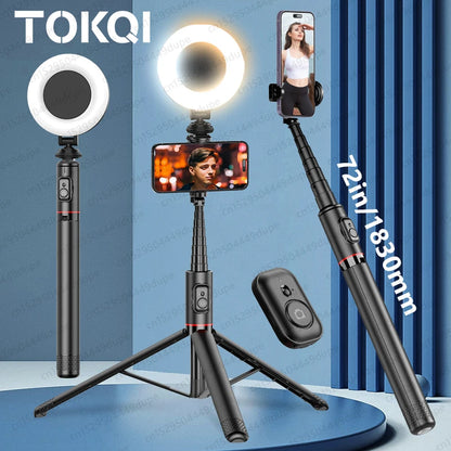 Selfie Stick with Wireless Bluetooth Remote, Portable 72 Inch Aluminum Alloy Selfie Stick Phone Tripod for Ios Android Cellphone